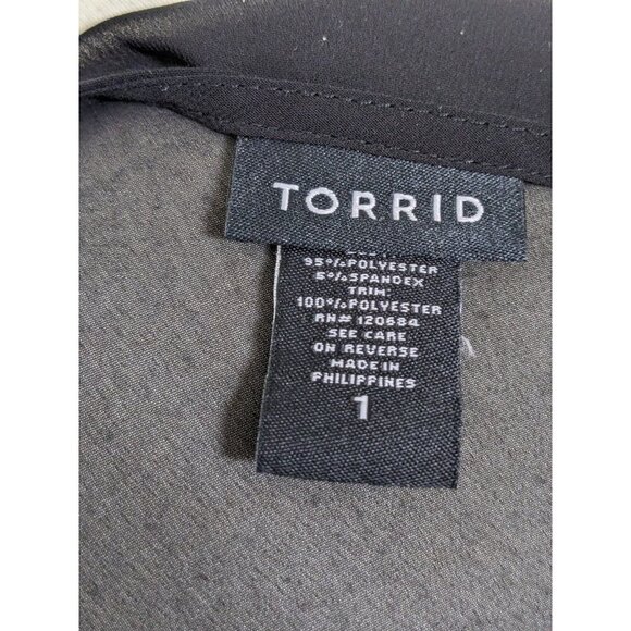 Torrid Womens Sheer Top Chevron Lace Front Black Plus 1X Witchy Goth Dark Fairy - Picture 7 of 8